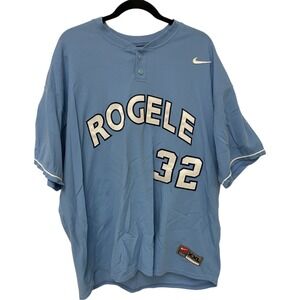 Vtg Nike Rogele 32 Baseball Jersey XXL‎ Buttons Blue White Made USA Athleisure